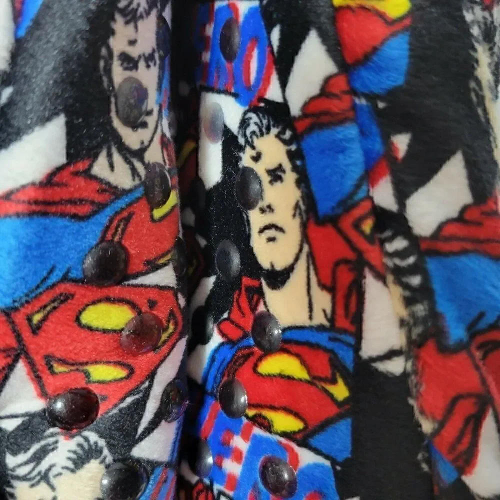 Superman Slipper Socks Child‎ M/L Shoe Sz 13-4 Hero Superhero Fuzzy Babba NWT